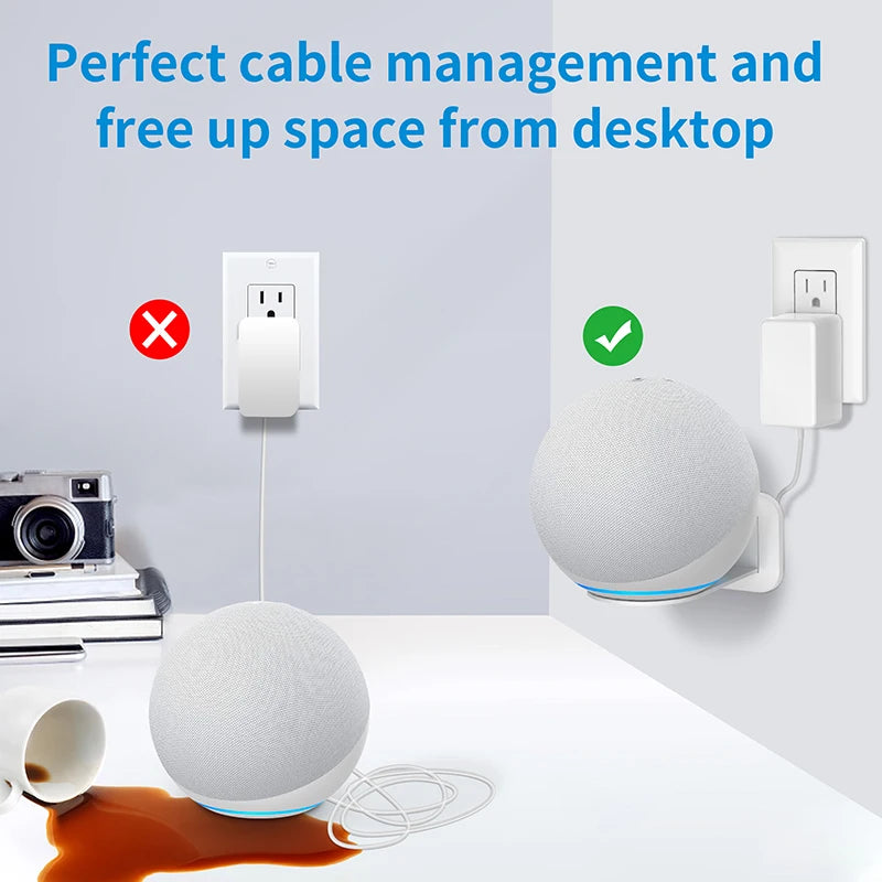 Echo 4th Gen Wall Mount – Metal Shelf Holder for Alexa Echo 4 with Cable Management