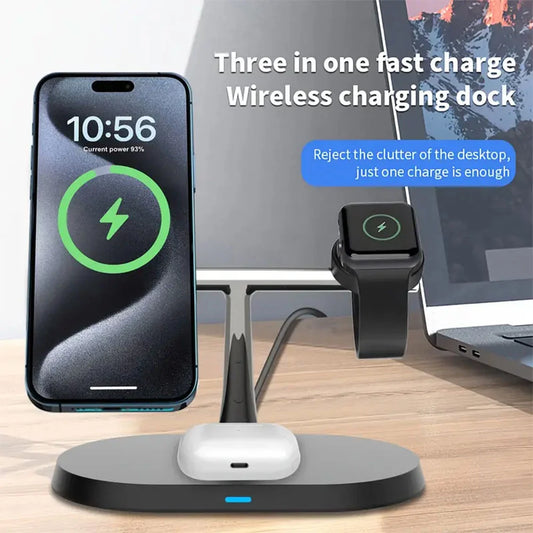 3-in-1 Wireless Charger Stand for iPhone,Watch & AirPods