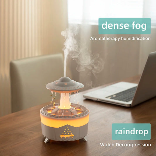 Rain Cloud Aroma Diffuser – 350ml USB Humidifier with Remote & LED Lights