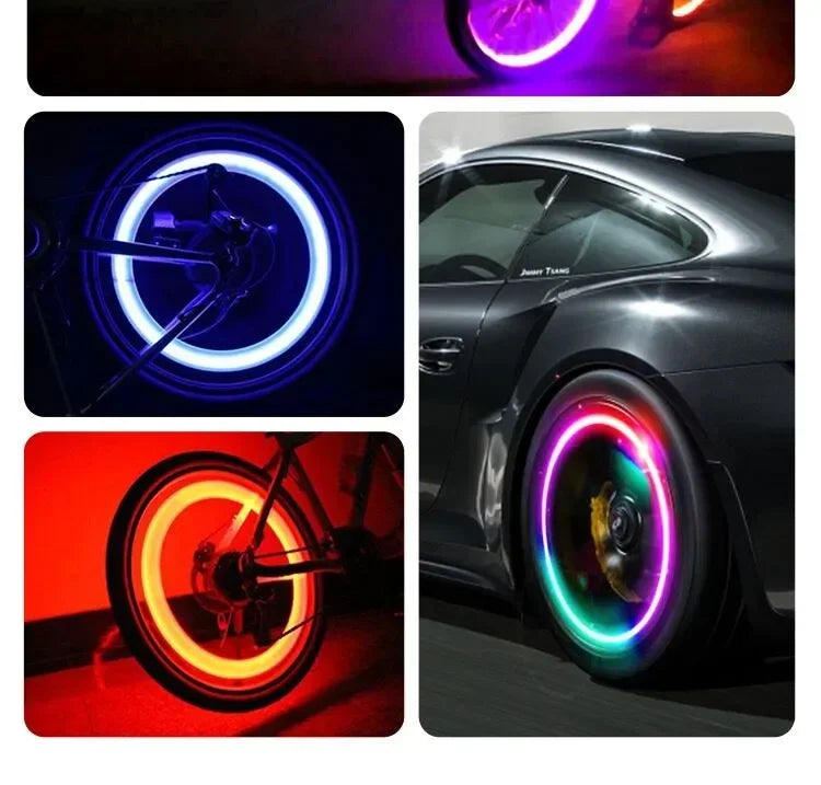 LED Tire Valve Stem Lights – 4PCS Glow Caps for Cars, Motorcycles & Bicycles