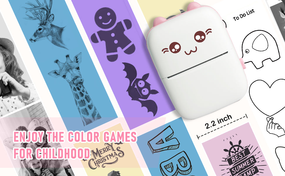 Cute Cat Mini Printer – Wireless 58mm Thermal Photo & Label Printer
