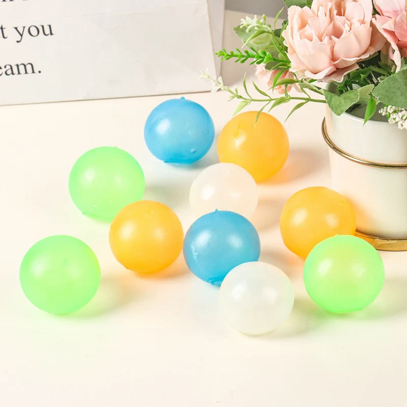 Glow-in-the-Dark Sticky Balls – High Bounce Luminous Stress Toy for Kids & Adults