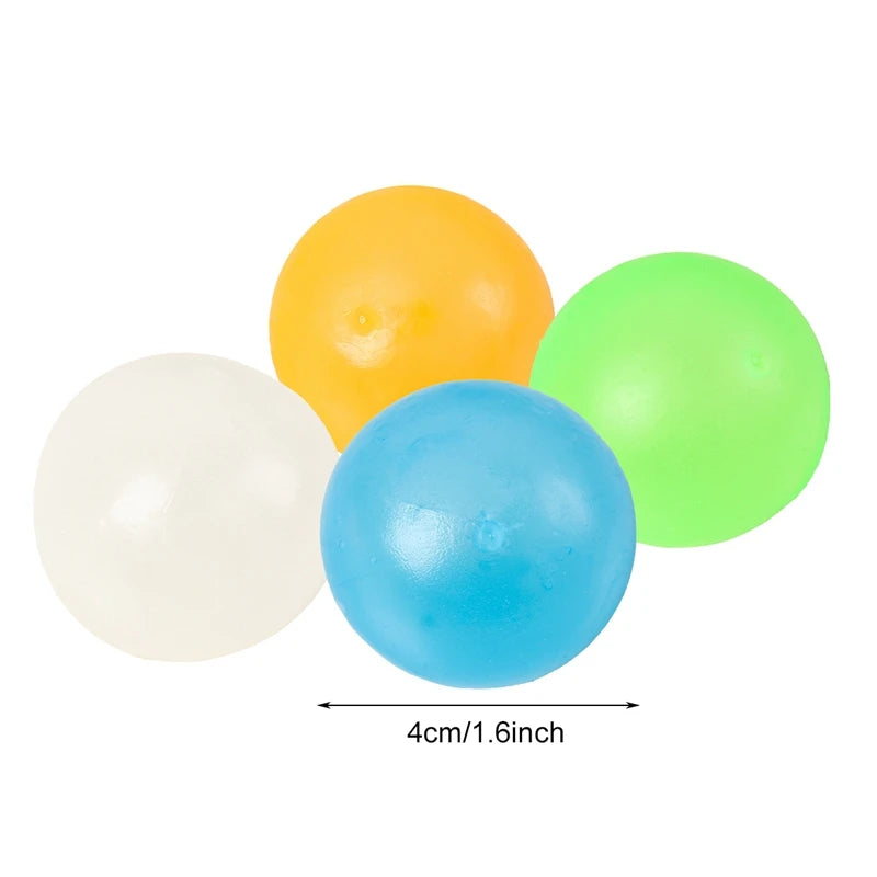 Glow-in-the-Dark Sticky Balls – High Bounce Luminous Stress Toy for Kids & Adults