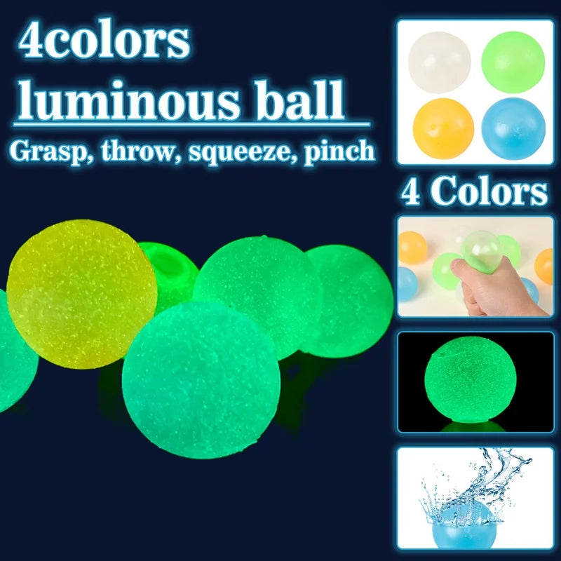 Glow-in-the-Dark Sticky Balls – High Bounce Luminous Stress Toy for Kids & Adults