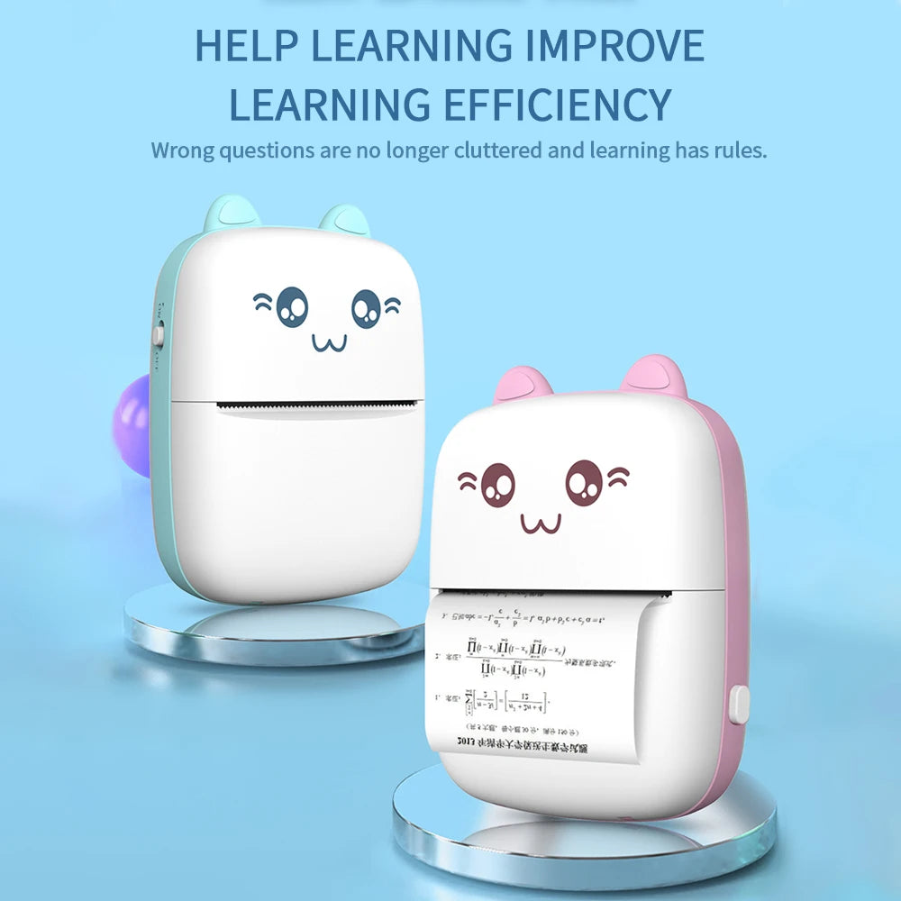 Cute Cat Mini Printer – Wireless 58mm Thermal Photo & Label Printer
