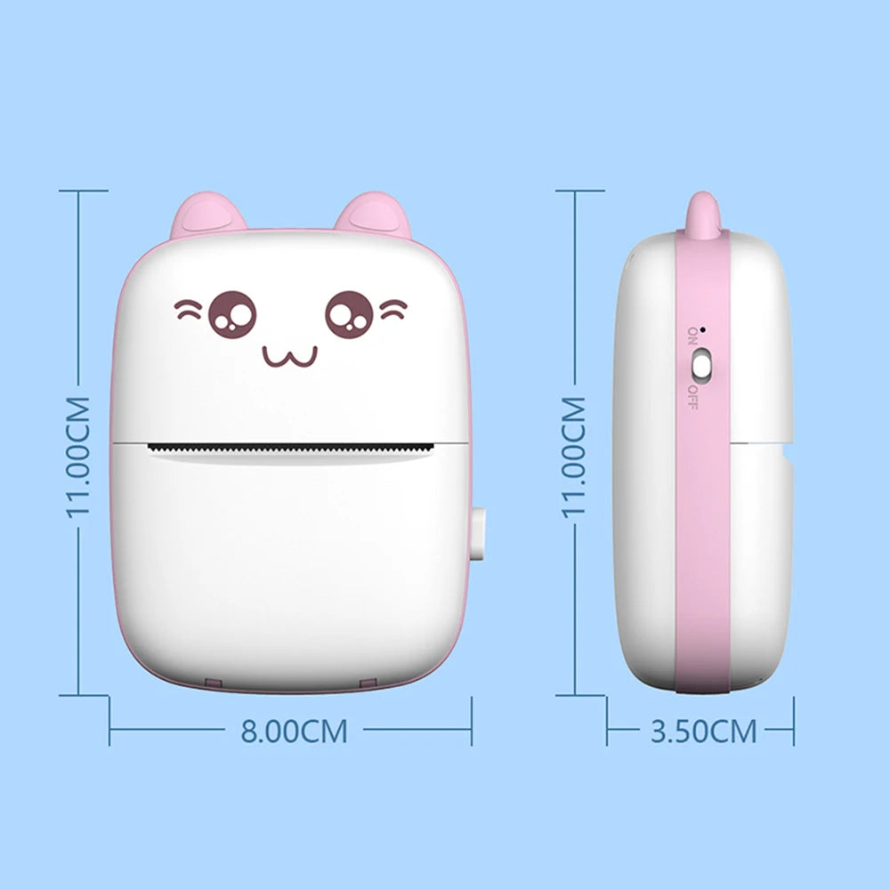 Cute Cat Mini Printer – Wireless 58mm Thermal Photo & Label Printer
