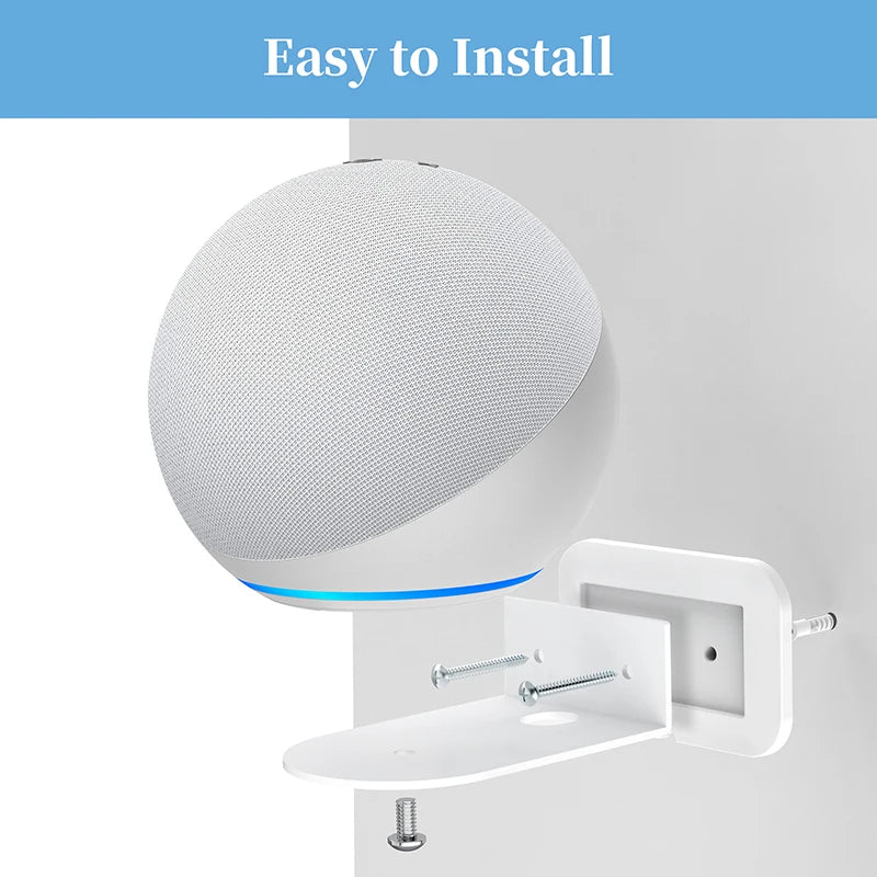 Echo 4th Gen Wall Mount – Metal Shelf Holder for Alexa Echo 4 with Cable Management