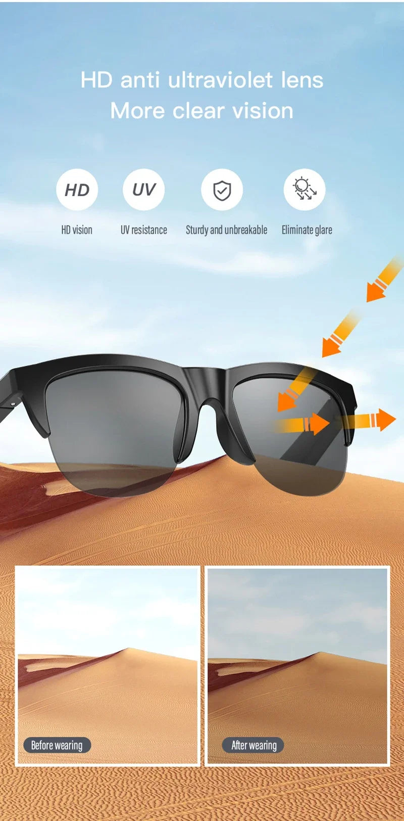 Xiaomi Smart Sunglasses – Bluetooth, UV Protection, Waterproof