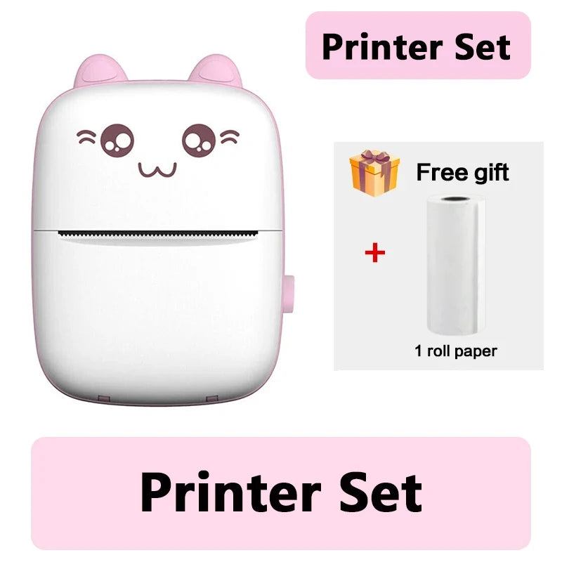 Cute Cat Mini Printer – Wireless 58mm Thermal Photo & Label Printer