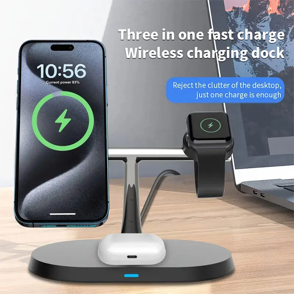 3-in-1  Wireless Charger Stand for iPhone,Watch & AirPods