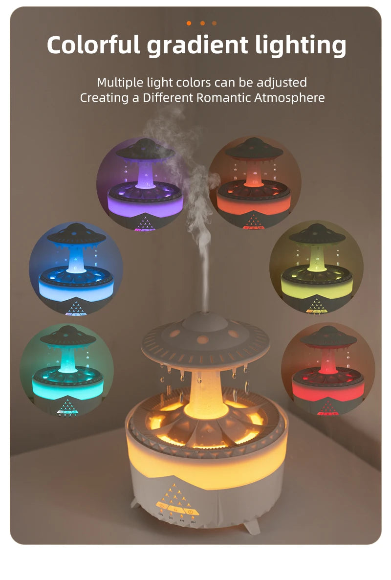 Rain Cloud Aroma Diffuser – 350ml USB Humidifier with Remote & LED Lights