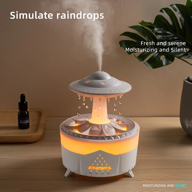 Rain Cloud Aroma Diffuser – 350ml USB Humidifier with Remote & LED Lights