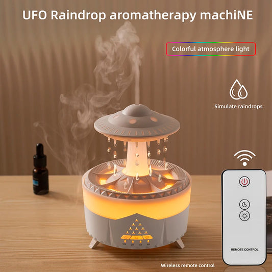 Rain Cloud Aroma Diffuser – 350ml USB Humidifier with Remote & LED Lights