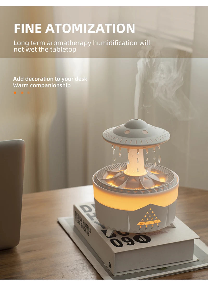 Rain Cloud Aroma Diffuser – 350ml USB Humidifier with Remote & LED Lights