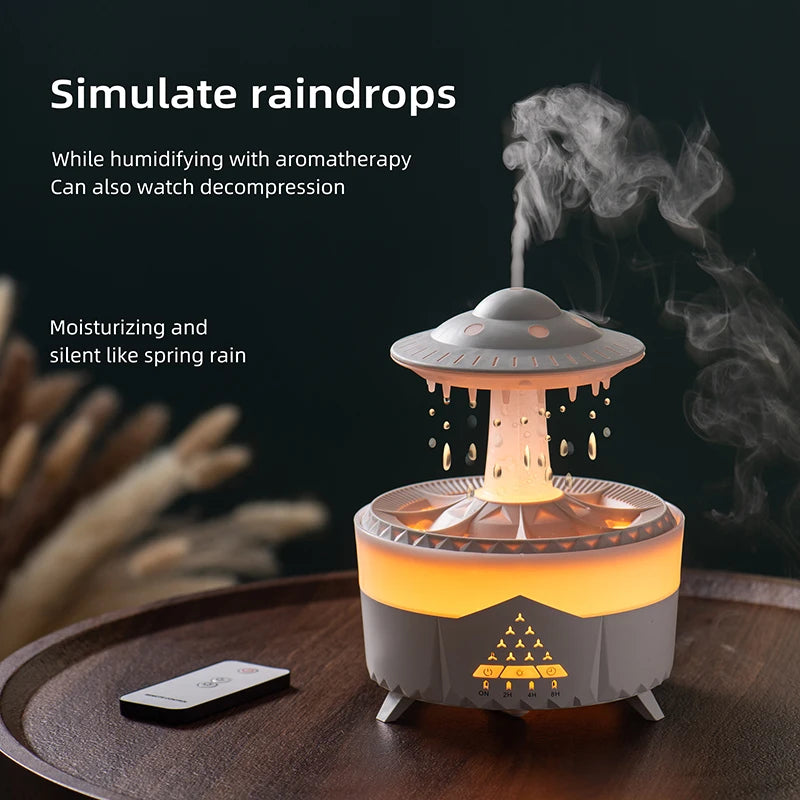 Rain Cloud Aroma Diffuser – 350ml USB Humidifier with Remote & LED Lights
