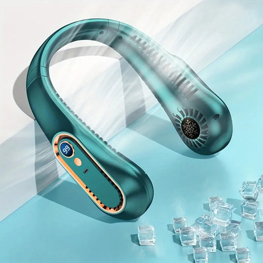 Portable Bladeless Neck Fan – 5-Speed USB Cooling Fan with Digital Display for Summer