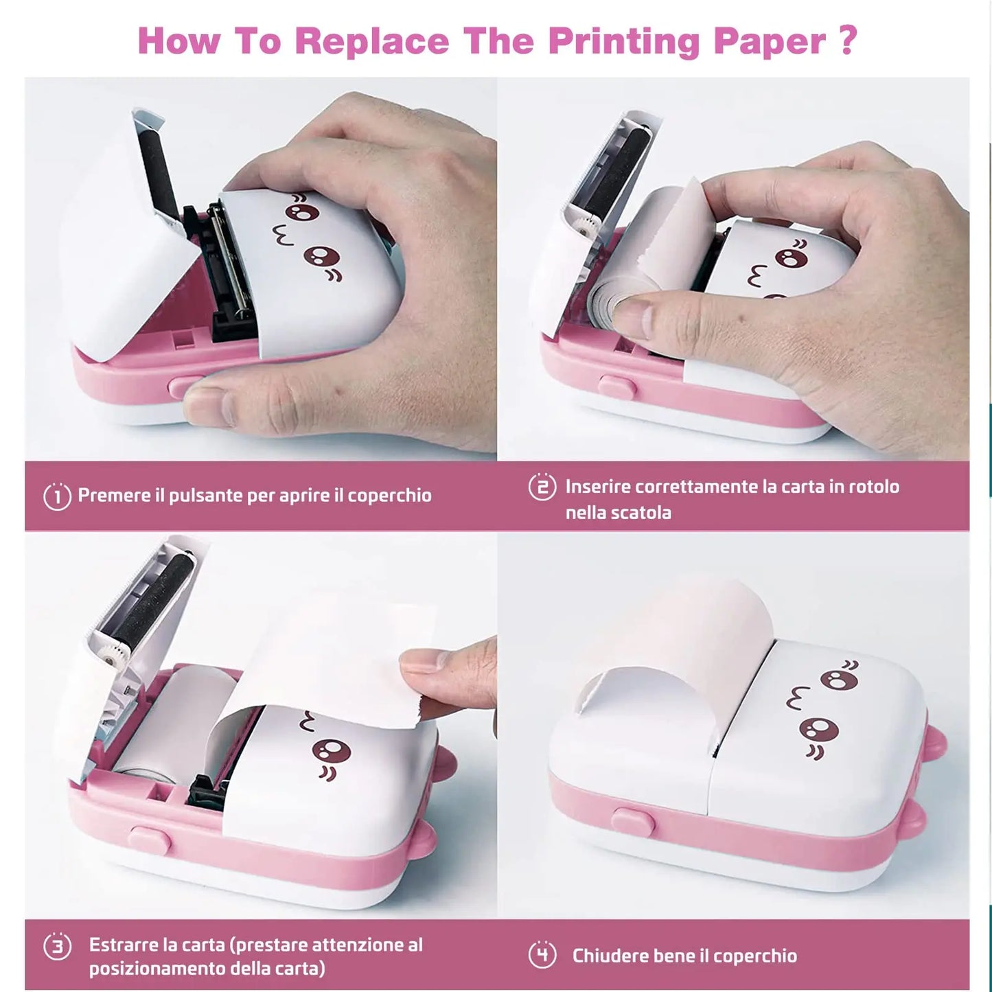 Cute Cat Mini Printer – Wireless 58mm Thermal Photo & Label Printer