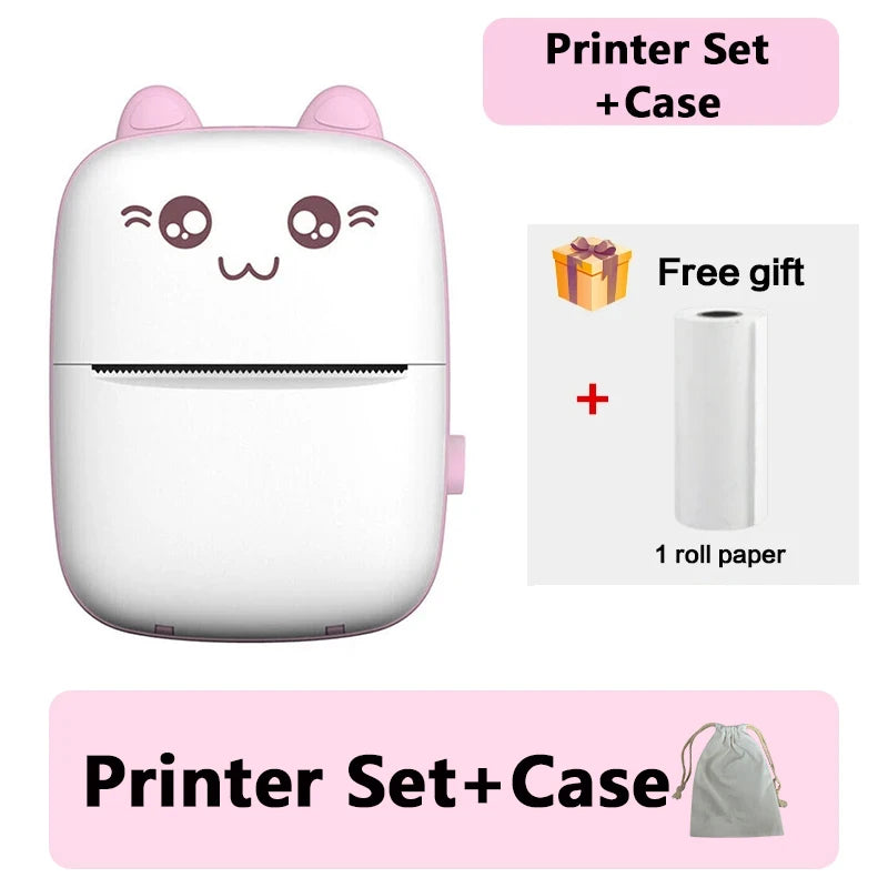 Cute Cat Mini Printer – Wireless 58mm Thermal Photo & Label Printer