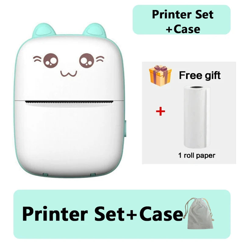 Cute Cat Mini Printer – Wireless 58mm Thermal Photo & Label Printer