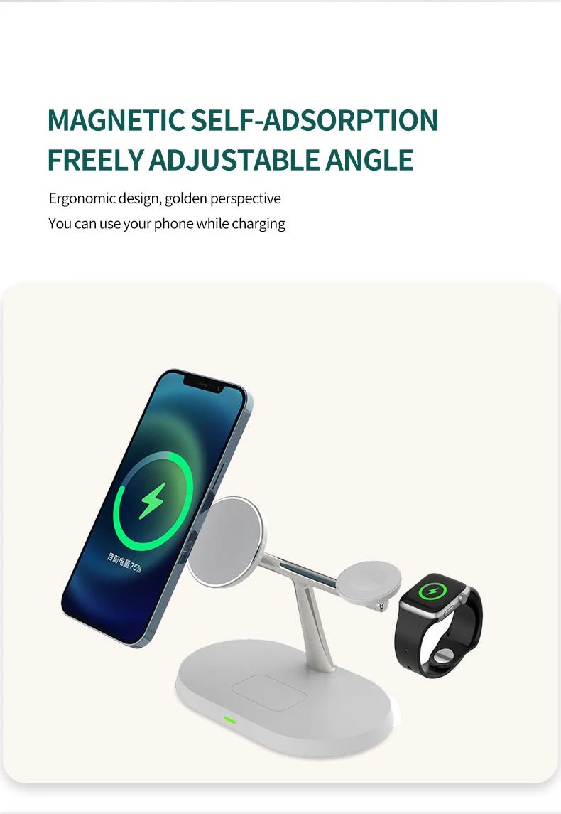 3-in-1  Wireless Charger Stand for iPhone,Watch & AirPods