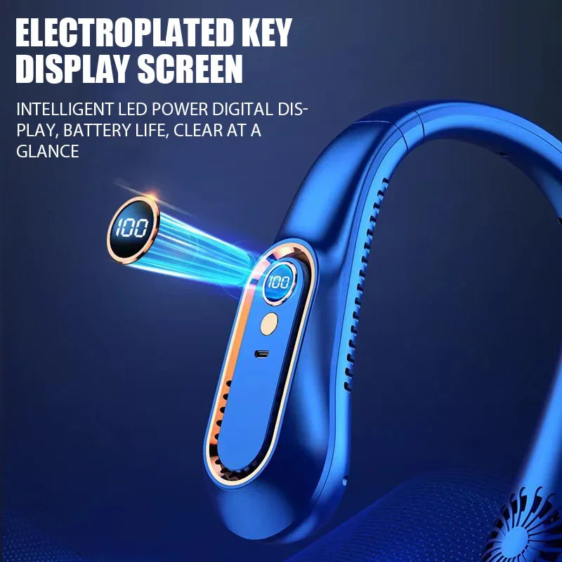 Portable Bladeless Neck Fan – 5-Speed USB Cooling Fan with Digital Display for Summer