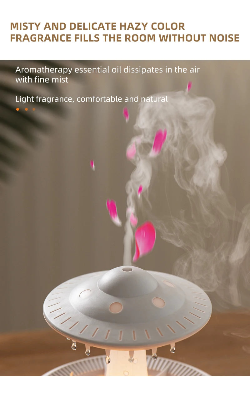 Rain Cloud Aroma Diffuser – 350ml USB Humidifier with Remote & LED Lights