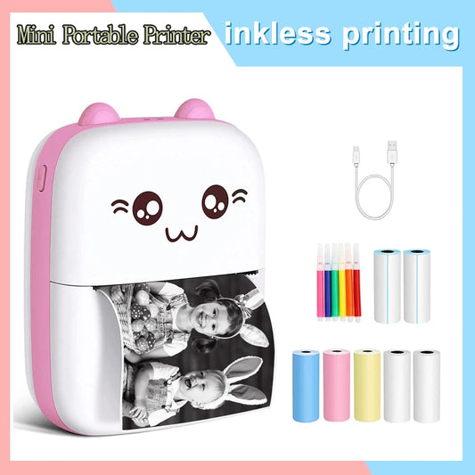 Cute Cat Mini Printer – Wireless 58mm Thermal Photo & Label Printer